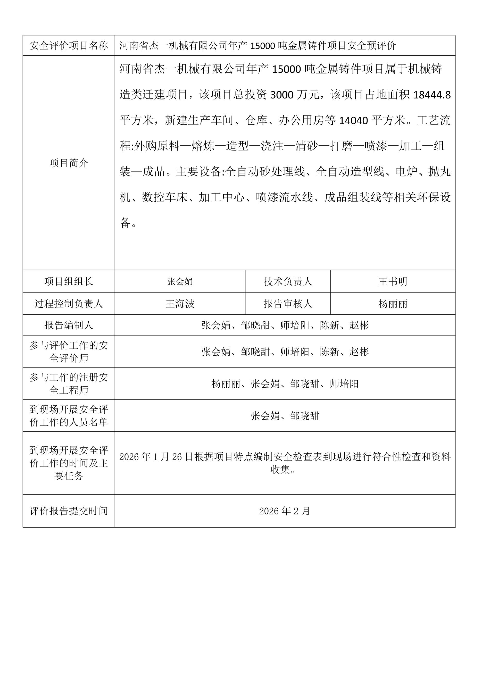 河南省杰一机械有限公司年产15000吨金属铸件项目安全预评价.jpeg