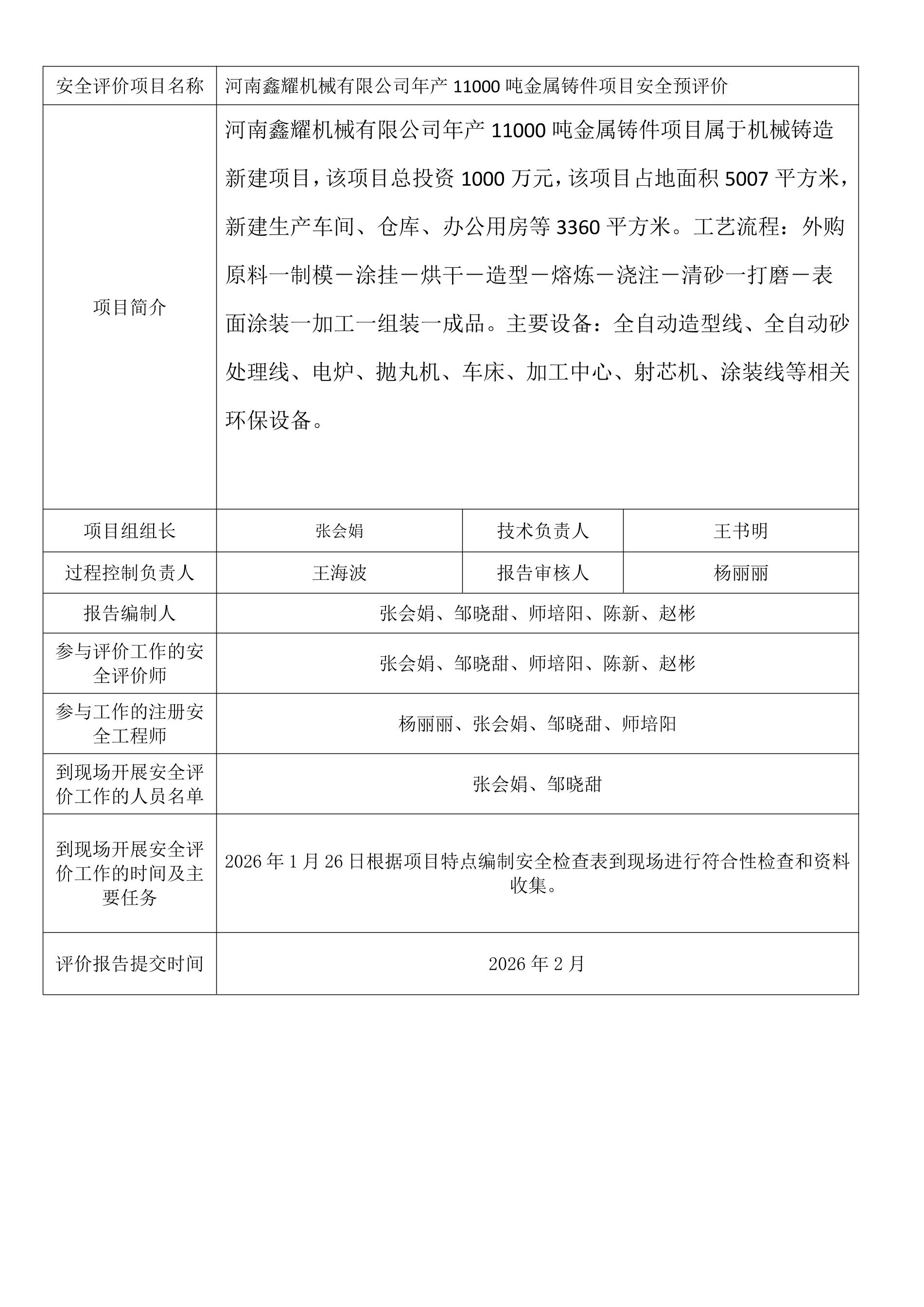 河南鑫耀机械有限公司年产11000吨金属铸件项目安全预评价.jpeg