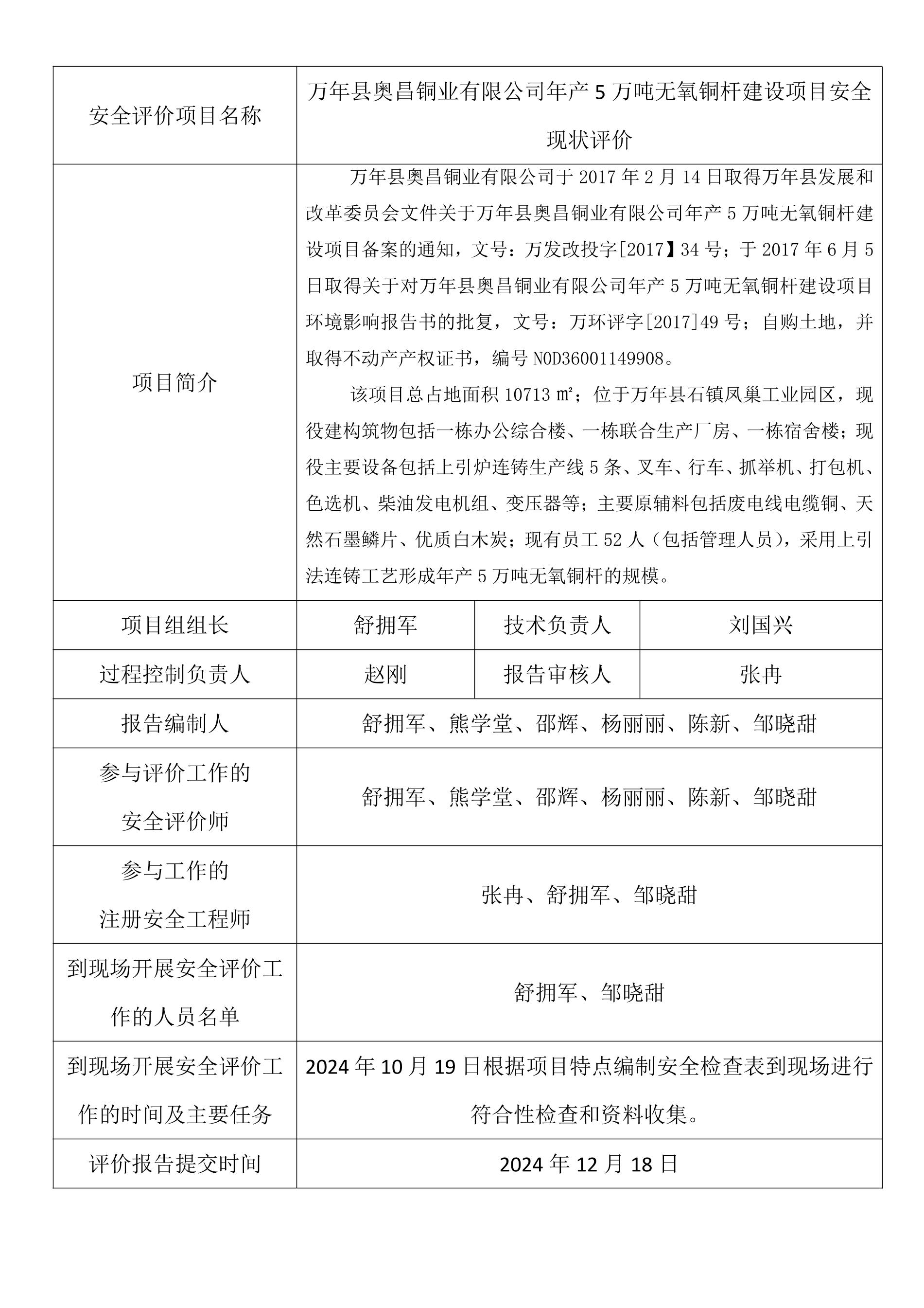 万年县奥昌铜业有限公司年产5万吨无氧铜杆建设项目安全现状评价.jpeg